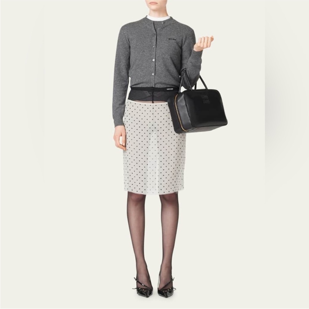 Clearance! Private Client Only MIU MIU Intarsia Logo Cashmere Cardigan It38 - Picture 2 of 4